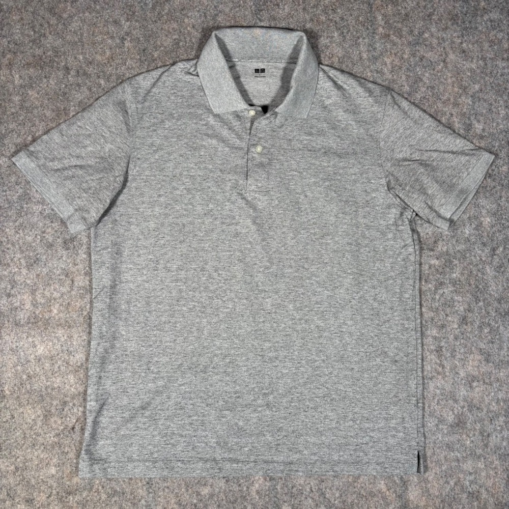 Uniqlo Polo Shirt Mens L Gray Short Sleeve Pique neutral preppy‎ Golf Minimalist